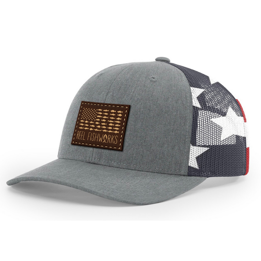 american flag fishing pole hat Fishing Trucker Hat – ReelFishWorks.com